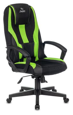 Кресло игровое ZOMBIE 9, на колесиках, ткань/экокожа, черный/салатовый [zombie 9 green]