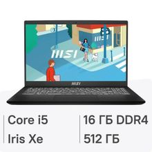 Изображение товара Ноутбук MSI Modern 15 B13M-1017US 15.6", IPS, Intel Core i5 1335U 1.3ГГц, 10-ядерный, 16ГБ DDR4, 512ГБ SSD,  Intel Iris Xe graphics, Windows 11 Pro, черный [9s7-15h112-1017]