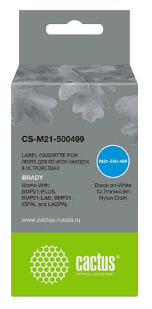 Картридж Cactus CS-M21-500499, 12.7мм, черный шрифт, белый фон, 4.9м, CS-M21-500499