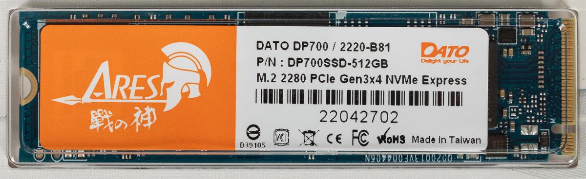 Disque SSD DATO DP700 512Go M.2 PCI-E 3.0 NVME
