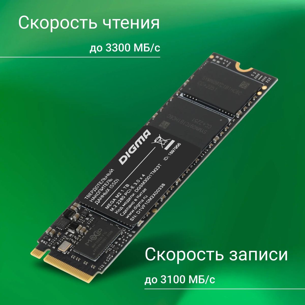 SSD накопитель Digma Mega M2 DGSM3001TM23T 1ТБ