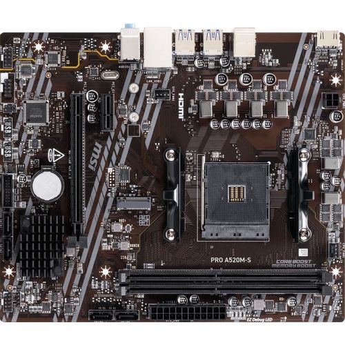 Материнская плата MSI PRO A520M-S, Socket AM4, AMD A520, mATX, Ret