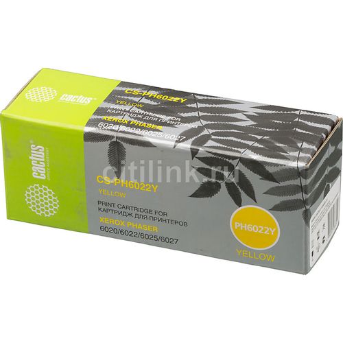 Картридж Cactus CS-PH6022Y, 106R02762, желтый / CS-PH6022Y