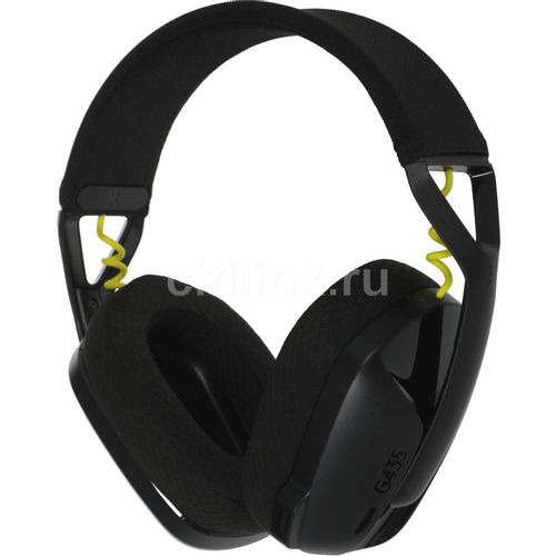 Гарнитура игровая Logitech G435, для компьютера и игровых консолей, накладные, Bluetooth/радио, черный / желтый [981-001051]