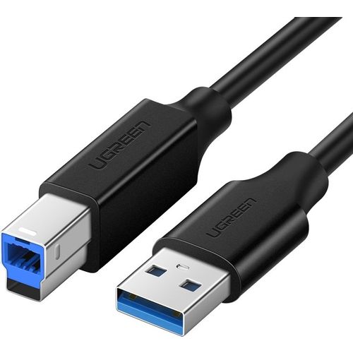 Кабель UGREEN US210, USB 2.0 A(f) (прямой) - USB 3.0 B (m) (прямой), ферритовый фильтр , круглое, 2м, черный [10372]