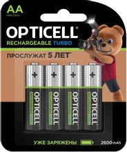 Изображение товара Аккумуляторные батарейки OPTICELL Turbo AA 4 шт 2600мАч NiMH