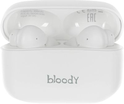 Наушники A4TECH Bloody M30, Bluetooth, внутриканальные, белый [m30 (white)]