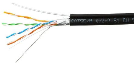Кабель сетевой SKYNET CSP-FTP-4-CU-OUTR/100 FTP, кат.5E, 100м, 4 пары, медь, одножильный, черный