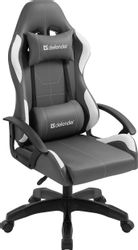 Кресло игровое Defender Chromos, экокожа, до 100кг, серый