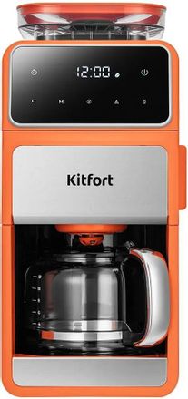 Кофеварка KitFort КТ-7622, капельная, оранжевый /черный