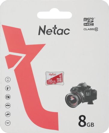 Карта памяти microSDHC UHS-I U1 NETAC P500 Eco 8 ГБ, 90 МБ/с, Class 10, NT02P500ECO-008G-S, 1 шт., без адаптера