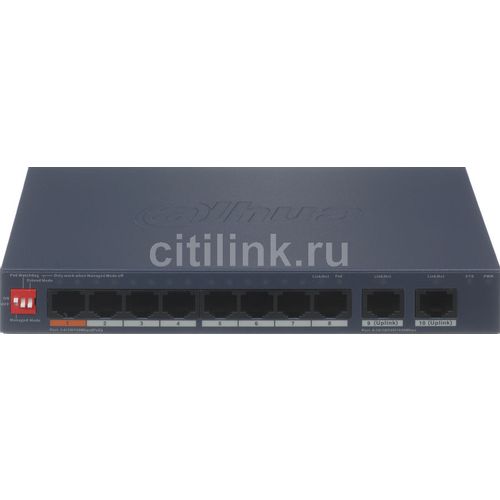 Коммутатор Dahua DH-CS4010-8ET2GT-60, управляемый, 10 RJ-45, 10/100/1000 Мбит/с