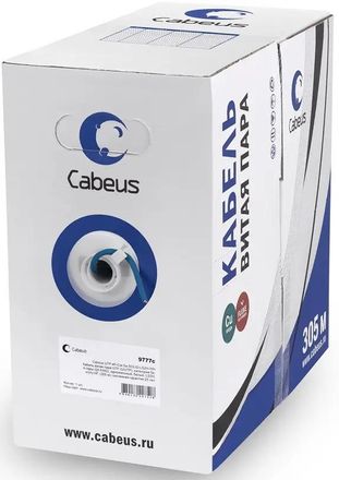Кабель информационный CABEUS UTP-4P-Cat.5e-SOLID-LSZH-BL, кат.5E, 305м, синий
