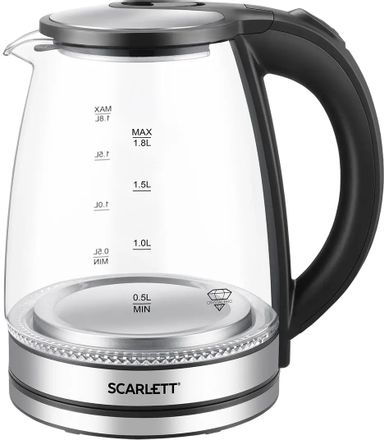 Чайник электрический Scarlett SC-EK27G103, 1.8л, стекло/металл/пластик