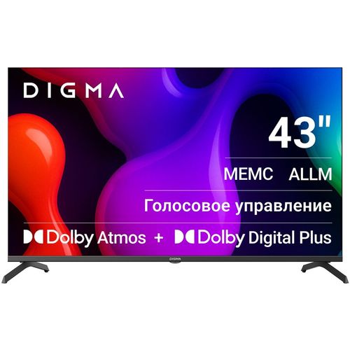 43" Телевизор Digma DM-LED43UQB31 QLED, 4K Ultra HD, СМАРТ ТВ, Google TV, черный