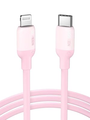 Кабель UGREEN US387,  Lightning (m) -  USB Type-C (m),  1м,  MFI,  3A,  розовый [60625_]