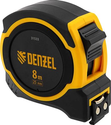 Рулетка строительная DENZEL 31533, 8м x25мм, с автостопом, с магнитным зацепом