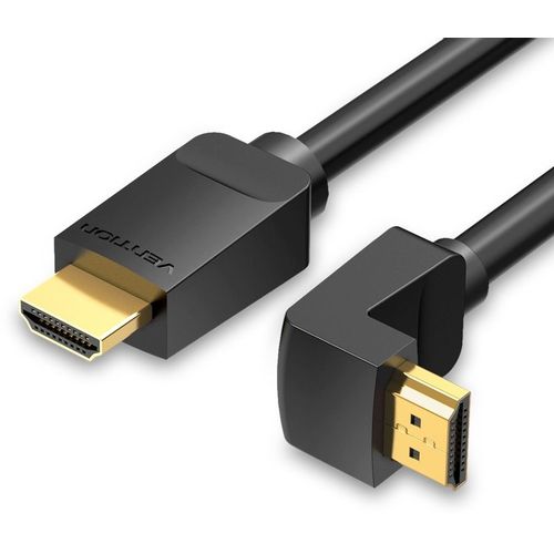 Кабель аудио-видео VENTION AAQBH, HDMI (m) (Г-образный) - HDMI (m), ver 2.0, 2м, GOLD, черный