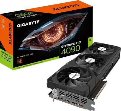 Видеокарта GIGABYTE NVIDIA GeForce RTX 4090 GV-N4090WF3V2-24GD 24ГБ  Windforce V2, GDDR6X, Ret – купить в Ситилинк | 1932691