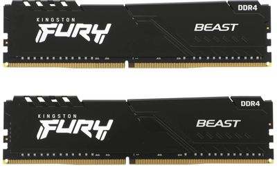 Оперативная память Kingston Fury Beast Black KF432C16BBK2/64 DDR4 -  2x 32ГБ 3200МГц, DIMM,  Ret
