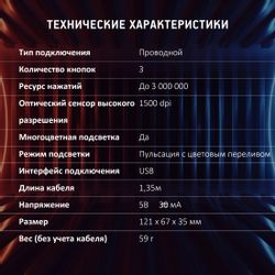 Мышь проводная Oklick 395M SHADOW, USB, черный