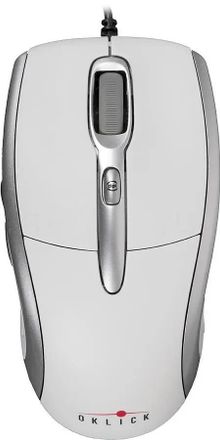 Мышь проводная Oklick 610L, оптическая, USB, 1600dpi, белый и серебристый [b181]