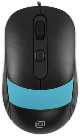 Мышь проводная Oklick 310M, оптическая, USB, 2400dpi, черный и синий [1869099]