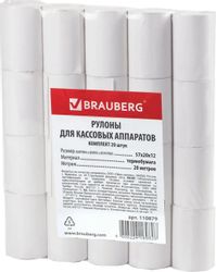 Лента чековая BRAUBERG 110879, 57мм, 20м, термобумага, втулка 12мм, 20 шт