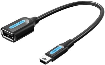 Переходник USB2.0 VENTION CCTBB, USB A(f) - mini USB B (m), круглое, 0.15м, черный