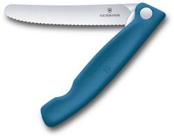 Нож кухонный Victorinox Swiss Classic 6.7832.FC1, универсальный, для овощей, 110мм, заточка серрейтор, стальной, синий