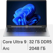 Изображение товара Ноутбук TECNO MegaBook S14MM 14", OLED, Intel Core Ultra 9 185H 2.3ГГц, 16-ядерный, 32ГБ LPDDR5x, 2ТБ SSD,  Intel Arc, Windows 11 Home, серый [71003300553]