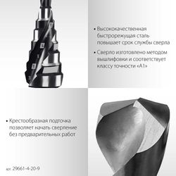 Сверло Stayer 29661-4-20-9,  шестигранный