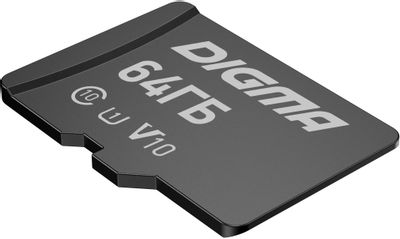 Карта памяти microSDXC UHS-I U1 Digma 64 ГБ, 70 МБ/с, Class 10, CARD10,  1 шт., переходник SD [dgfca064a01]