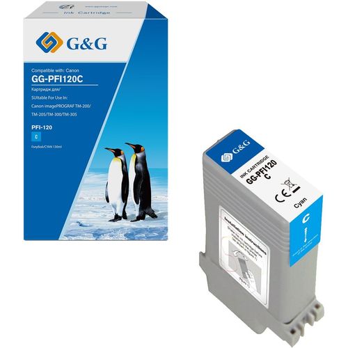 Картридж G&G GG-PFI120C, PFI-120 C, голубой пигментный / GG-PFI120C