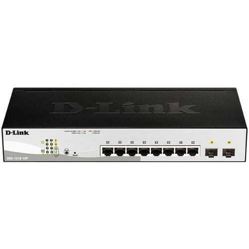 Коммутатор D-Link DGS-1210-10P, управляемый, 8 RJ-45, 10/100/1000 Мбит/с [dgs-1210-10p/fl2a]