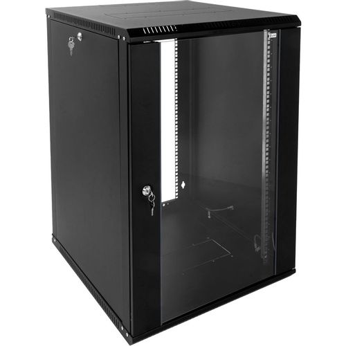Шкаф коммутационный ЦМО ШРН-Эконом ШРН-Э-18.650-9005 настенный, стеклянная передняя дверь, 18U, 600x930x650 мм