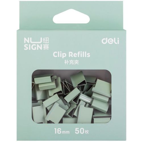 Зажимы Deli NS086GREEN, 16мм, зеленый, 50 шт