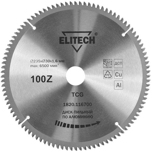 Пильный диск Elitech 1820.116700, по алюминию, 235мм, 1.6мм, 30мм