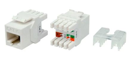Модуль Hyperline (KJ8-8P8C-C6-180-WH) информ. Keystone RJ45 кат.6 UTP бел. (упак.:1шт)