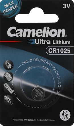 CR1025 Батарейка CAMELION Lithium CR1025-BP1, 1 шт.