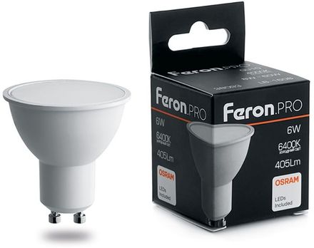 Упаковка ламп LED FERON GU10,  софит, 6Вт, LB-1606, 10 шт. [38088-10]
