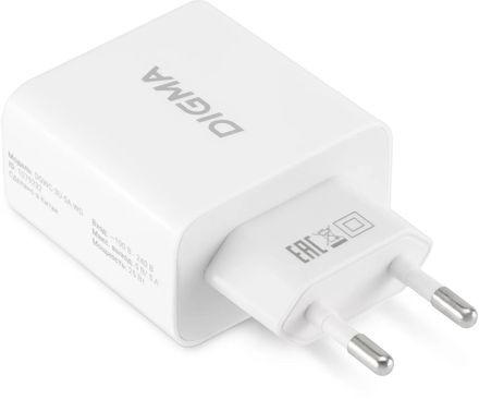 Сетевое зарядное устройство Digma DGWC-3U-5A-WG, 3xUSB-A, 30Вт, 3A, белый