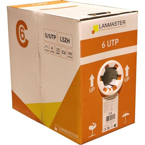 Кабель информационный LanMaster кат.6, 305м, серый [lan-6eutp-pt-lszh-gy]