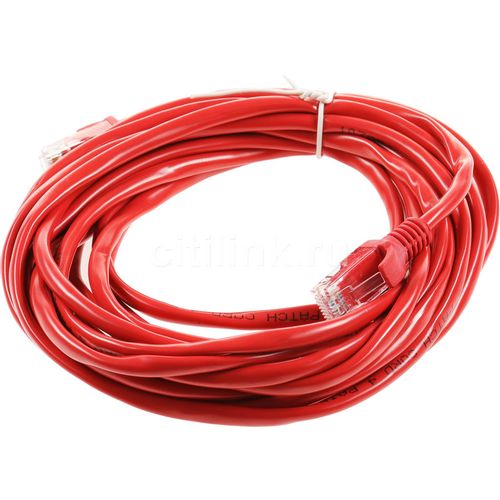Патч-корд CABLEXPERT PP12-5M/R литой (molded), UTP, кат.5E, 5м, 4 пары, 26AWG, алюминий омедненный, многожильный, красный