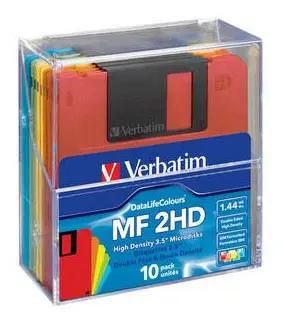 Дискеты Verbatim 1.44Mb Plastic Box DataLife Color (10шт) 45215