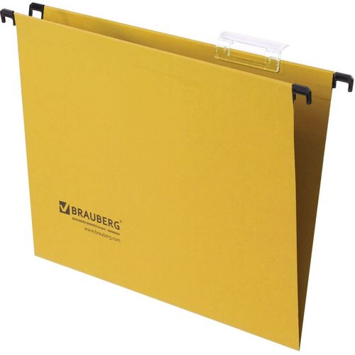 Папка подвесная BRAUBERG 231790, A4, картон, желтый, 10шт