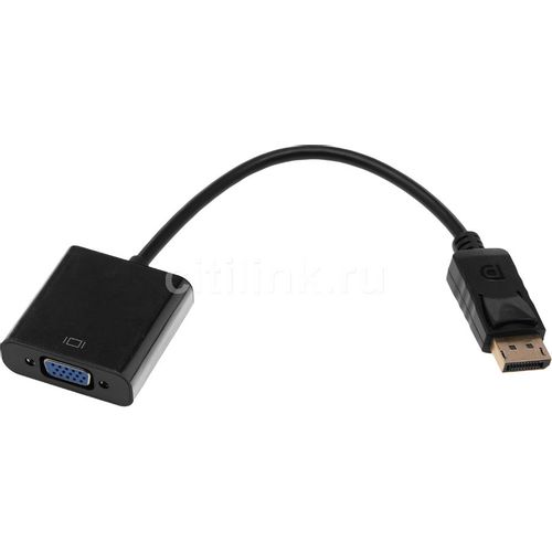Кабель-переходник видео PREMIER 6-932, DisplayPort (m) - VGA (f), ver 1.4, 0.15м, GOLD, черный