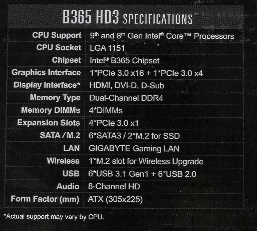 Intel b365 chipset top