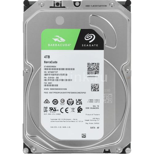 Жесткий диск Seagate Barracuda ST4000DM004, 4ТБ, HDD, SATA III, 3.5″, 5400об/мин, RTL