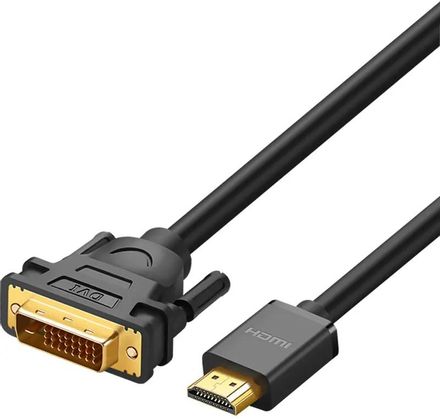 Кабель видео UGREEN HD106,  HDMI (f) -  DVI (f),  2м, GOLD,  ф/фильтр,  черный [10135]